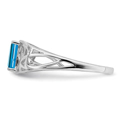 Sterling Silver Rhodium Plated Sky Blue Topaz Ring - 4