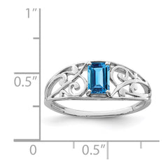 Sterling Silver Rhodium Plated Sky Blue Topaz Ring - 3