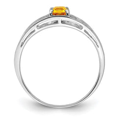 Sterling Silver Rhodium Plated Citrine Ring - 4