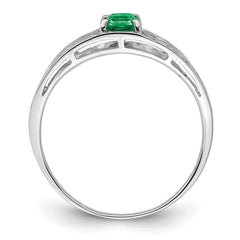 Sterling Silver Rhodium Plated Emerald Ring - 2
