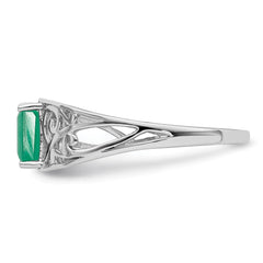 Sterling Silver Rhodium Plated Emerald Ring - 2