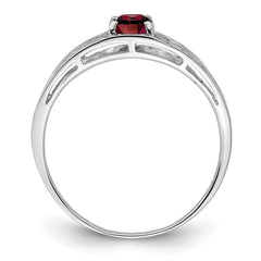 Sterling Silver Rhodium Plated Garnet Ring - 4