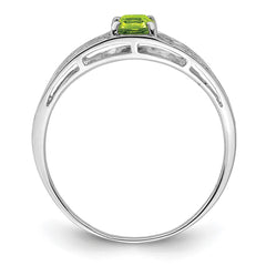 Sterling Silver Rhodium Plated Peridot Ring - 4