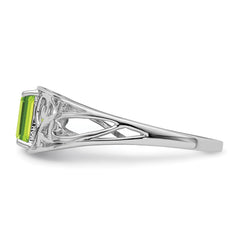 Sterling Silver Rhodium Plated Peridot Ring - 4