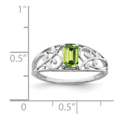 Sterling Silver Rhodium Plated Peridot Ring - 4