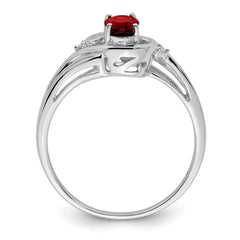 Sterling Silver Rhodium Plated Diamond & Garnet Ring - 4