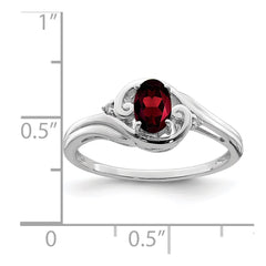 Sterling Silver Rhodium Plated Diamond & Garnet Ring - 2