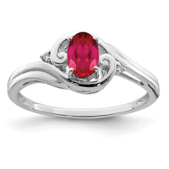 Sterling Silver Rhodium Plated Diamond & Ruby Ring - 2