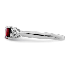 Sterling Silver Rhodium Plated Diamond and Garnet Ring - 5