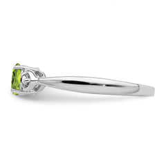 Sterling Silver Rhodium Plated Diamond and Peridot Round Ring - 3