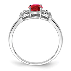 Sterling Silver Rhodium Plated Diamond and Ruby Ring - 2