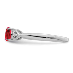 Sterling Silver Rhodium Plated Diamond and Ruby Ring - 3