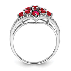 Sterling Silver Rhodium-plated Created Ruby Ring - 19