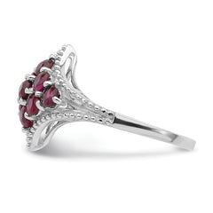 Sterling Silver Rhodium-plated Created Ruby Ring - 20