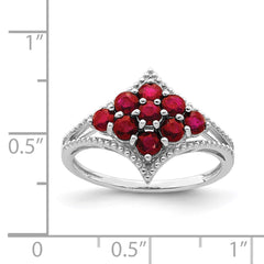 Sterling Silver Rhodium-plated Created Ruby Ring - 19