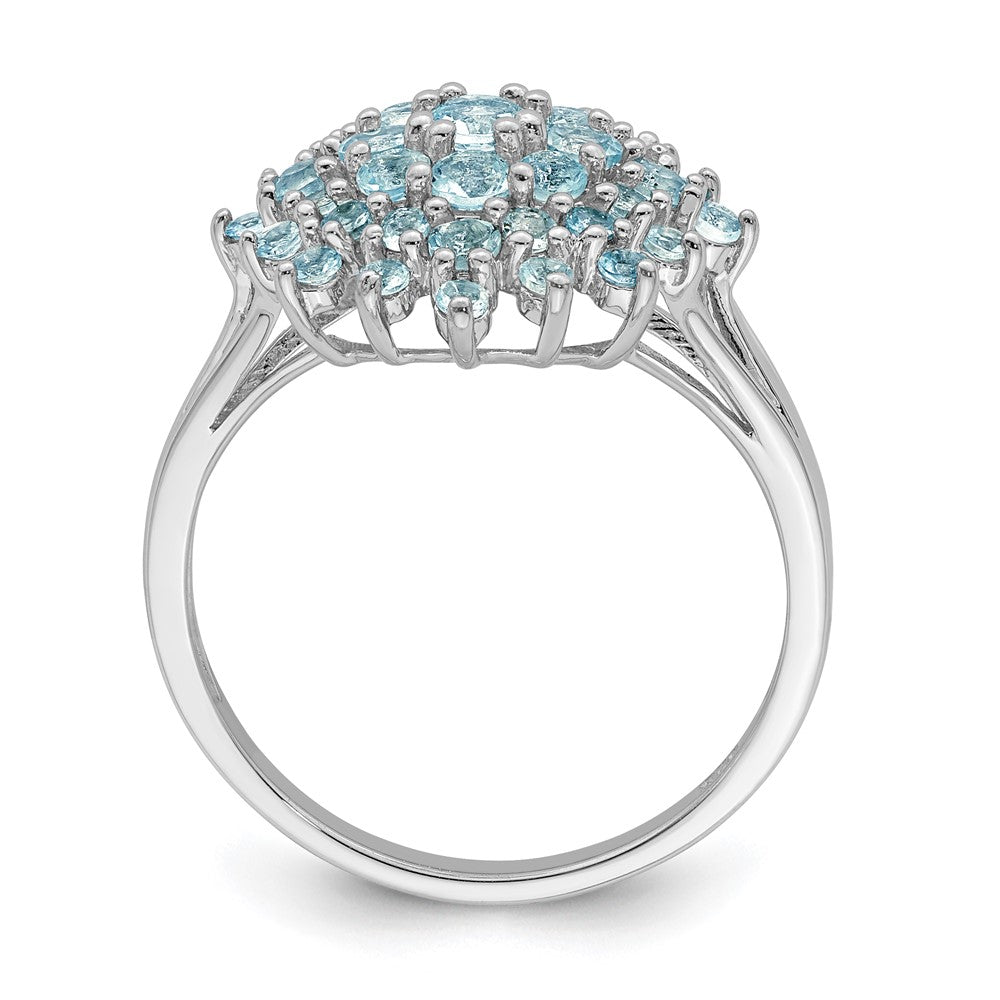 Sterling Silver Rhodium Aquamarine Ring - 4