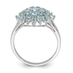 Sterling Silver Rhodium Aquamarine Ring - 4