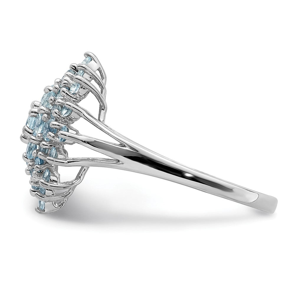 Sterling Silver Rhodium Aquamarine Ring - 4
