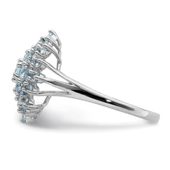 Sterling Silver Rhodium Aquamarine Ring - 4