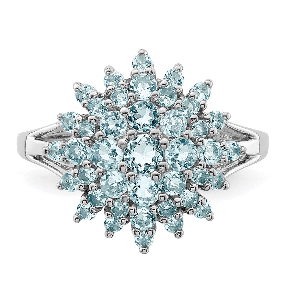 Sterling Silver Rhodium Aquamarine Ring - 4