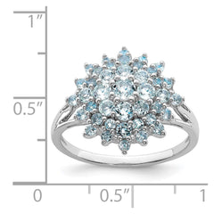 Sterling Silver Rhodium Aquamarine Ring - 4