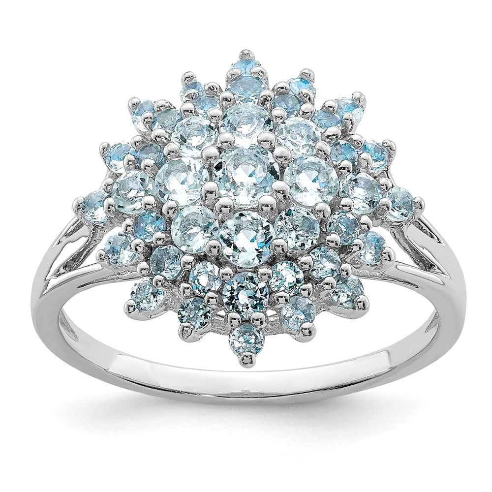 Sterling Silver Rhodium Aquamarine Ring - 4