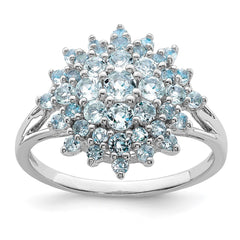 Sterling Silver Rhodium Aquamarine Ring - 4