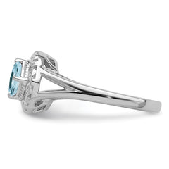 Sterling Silver Rhodium Aquamarine Square Ring - 2