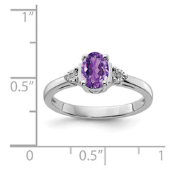 Sterling Silver Rhodium-plated Diamond & Amethyst Ring - 33