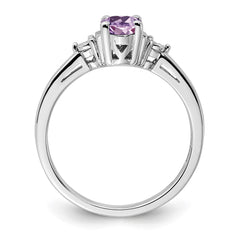 Sterling Silver Rhodium Diam. & Rose de France Ring - 4
