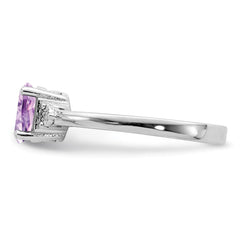 Sterling Silver Rhodium Diam. & Rose de France Ring - 4