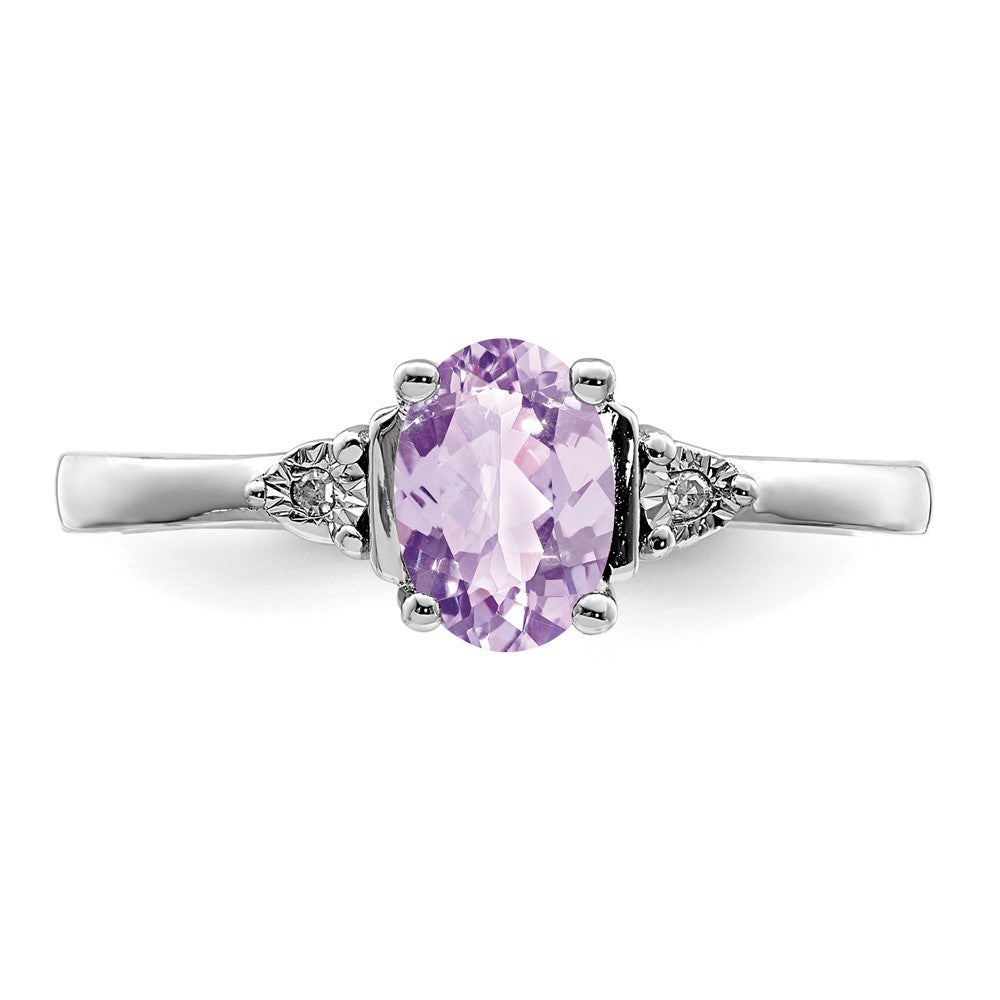 Sterling Silver Rhodium Diam. & Rose de France Ring - 4