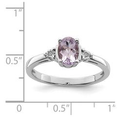 Sterling Silver Rhodium Diam. & Rose de France Ring - 4