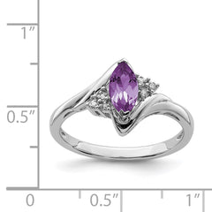Sterling Silver Rhodium-plated Diamond & Amethyst Ring - 22