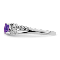Sterling Silver Rhodium-plated Amethyst Diamond Ring - 3