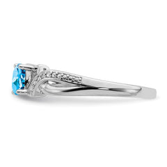 Sterling Silver Rhodium Light Swiss Blue Topaz & Diam. Ring - 2