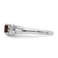 Sterling Silver Rhodium Smoky Quartz Diam. Ring - 3