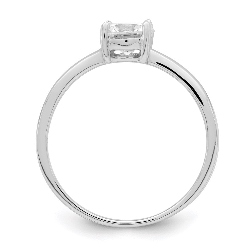 Sterling Silver Rhodium-plated Solitaire Round CZ Ring - 3