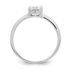 Sterling Silver Rhodium-plated Solitaire Round CZ Ring - 3
