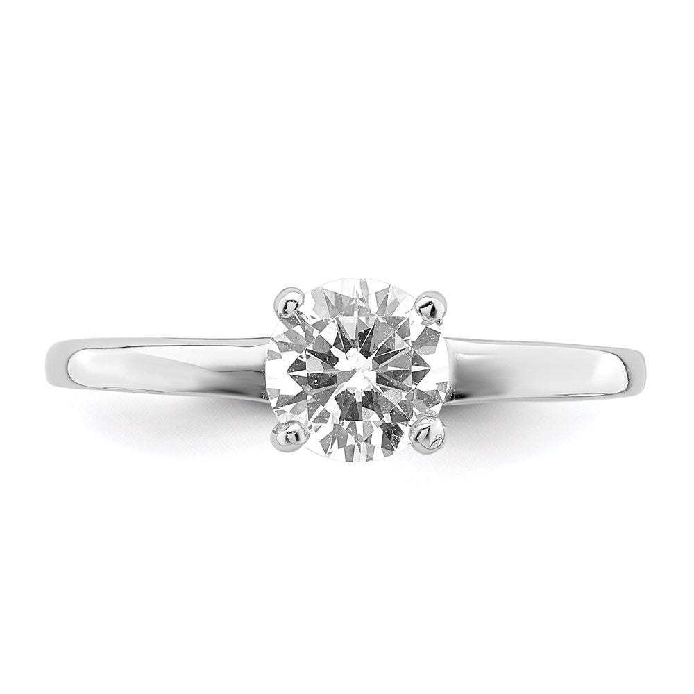 Sterling Silver Rhodium-plated Solitaire Round CZ Ring - 2
