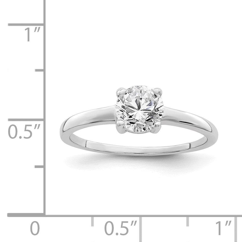 Sterling Silver Rhodium-plated Solitaire Round CZ Ring - 3