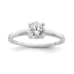 Sterling Silver Rhodium-plated Solitaire Round CZ Ring - 3