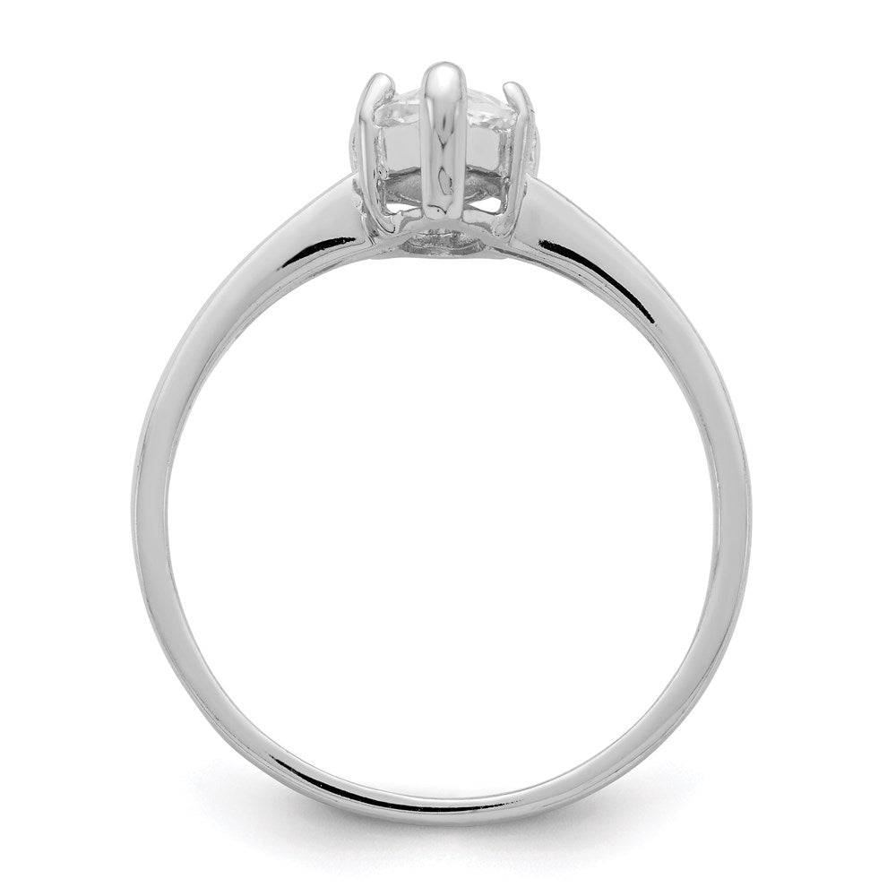 Sterling Silver Rhodium-plated Solitaire Marquise CZ Ring - 3