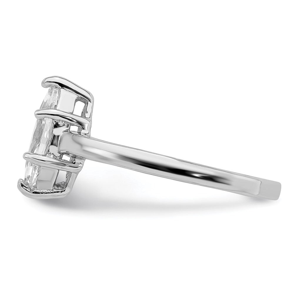 Sterling Silver Rhodium-plated Solitaire Marquise CZ Ring - 3