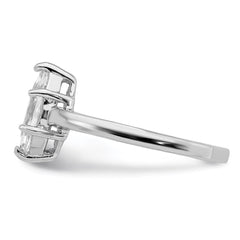 Sterling Silver Rhodium-plated Solitaire Marquise CZ Ring - 3