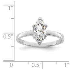 Sterling Silver Rhodium-plated Solitaire Marquise CZ Ring - 3