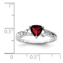 Sterling Silver Rhodium Plated Diamond and Garnet Heart Ring - 2