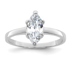 Sterling Silver Rhodium-plated Solitaire Marquise CZ Ring - 3