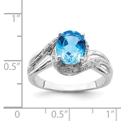 Sterling Silver Rhodium Plated Dia. and Light Swiss BT Oval Ring - 2