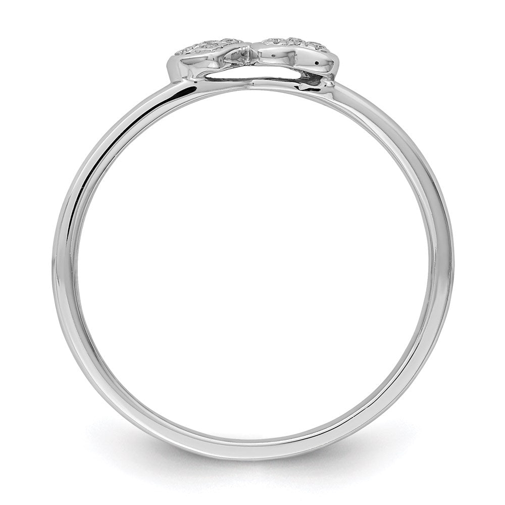 Sterling Silver Rhodium Plated Diamond Double Heart Stackable Ring - 3